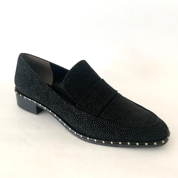 ADRIANNA PAPELL Prestyn Studded Loafers Black Sea Ray Leather block heel Shoes 8 - Picture 11 of 16